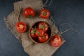 Cherry tomatoes on dark background stock photo Royalty Free Stock Photo