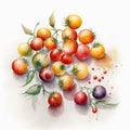 Cherry tomatoes isolated on white background. Ai generative illustration Royalty Free Stock Photo