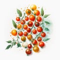 Cherry tomatoes isolated on white background. Ai generative illustration Royalty Free Stock Photo