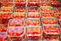 Cherry tomatoes packed in plastic containers Royalty Free Stock Photo