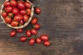 Cherry tomatoes ,is a small tomatos on wood top and Basket weave