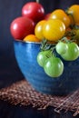 Cherry tomatoes of three colours Royalty Free Stock Photo