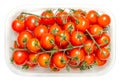 Cherry tomatoes on the vine, cocktail tomatoes, in a clear plastic container Royalty Free Stock Photo
