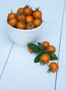 Cherry tomatoes in a white bowl