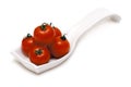 Cherry tonatoes in a white spoon Royalty Free Stock Photo