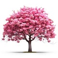 Cherry tree japanese, Pink flower sour cherry tree isolated on white background