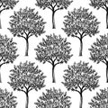 Cherry tree seamless pattern. Royalty Free Stock Photo