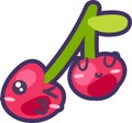 Cherry twins fruit emoji happy emotion vector