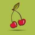 Cherry vector food fruit nature sweet leaf illustration dessert