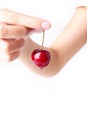 Cherry with water drop Royalty Free Stock Photo