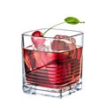 cherry whiskey alcohol cocktail isolated on white background