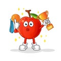 Cherry winner with trophie and medal vector. cartoon character