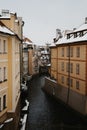 Chertovka river, winter Prague