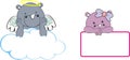 Cherub hippo cartoon cloud copy space