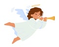 Cherubic Baby Angel Character With Adorable Wings And A Sweet Smile, Blowing Trumpet, Bringing Love And Joy Royalty Free Stock Photo