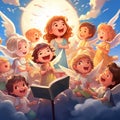 Cherubic Choir - Children singing angelic hymns Royalty Free Stock Photo