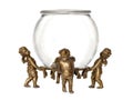 Cherubs Holding Glass Fish Bowl