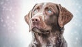 Chesapeake Bay Retriever Dog Medium Shot White Pink Blue Magical Fantasy Bokeh. Generative AI