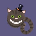 Cheshire cat form Alice in Wonderland wearing a stovepipe hat.