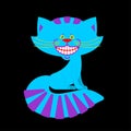 Cheshire cat smile isolated. Fantastic pet alice in wonderland.