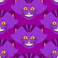Cheshire cat smile pattern. texture Fantastic pet alice in wonderland. Magic animal background Royalty Free Stock Photo