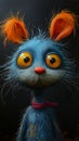 Cheshire Kitty: A Playful 3D Model in a Blue Orange Fur Studio w