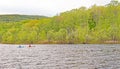 Cheshire Reservoir, Berkshires Massachusetts in Spring with kayakers