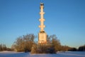 Chesme Column in Catherine Park in the evening of February. Tsarskoye Selo