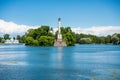 The Chesme Column, a rostral column in Catherine Park of the former Russian royal residence, Saint Petersburg, Russia, that