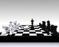Chess 3D - clash between King and victory Royalty Free Stock Photo