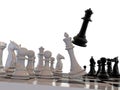 Chess battle pawns isolated last move - 3d rendering