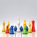 Chess Battle. Unusual 3D chess pieces on white background Royalty Free Stock Photo