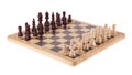 Chess battle on wood board Royalty Free Stock Photo