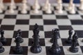 Chess beginning closeup Black King and Queen