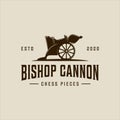 chess bishop cannon creative logo vector vintage illustration template icon graphic design. sport strategy sign or symbol for Royalty Free Stock Photo