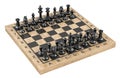 Chess, black figures against black. Internal conflict or civil war, concept. 3D rendering Royalty Free Stock Photo