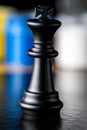 Chess black king closeup on blurred background Royalty Free Stock Photo