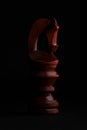 Chess. Black Knight Horse on black background. Royalty Free Stock Photo