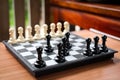 Chess black pawn invade attack white pawn for leader.
