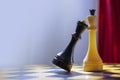 Chess Black Queen and White King Stand on a Chessboard Royalty Free Stock Photo