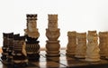 Chess black and white king with pawns on the board Royalty Free Stock Photo