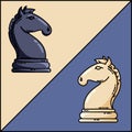 Chess black and white knights vector flat vector image