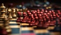 Chess board battle King success, pawn intelligence, knight leadership generated by AI Royalty Free Stock Photo