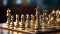 Chess board battle King success, pawn intelligence, knight leadership generated by AI Royalty Free Stock Photo