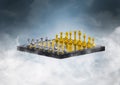 Chess board in the clouds 3d rendering Royalty Free Stock Photo