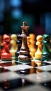 Chess board with colorful chess pieces, AI