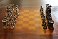 Chess board with copy space in the middle Royalty Free Stock Photo