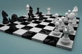 Chess board with figures modeled Royalty Free Stock Photo