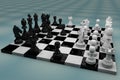 Chess board with figures modeled Royalty Free Stock Photo