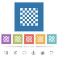 Chess board flat white icons in square backgrounds Royalty Free Stock Photo